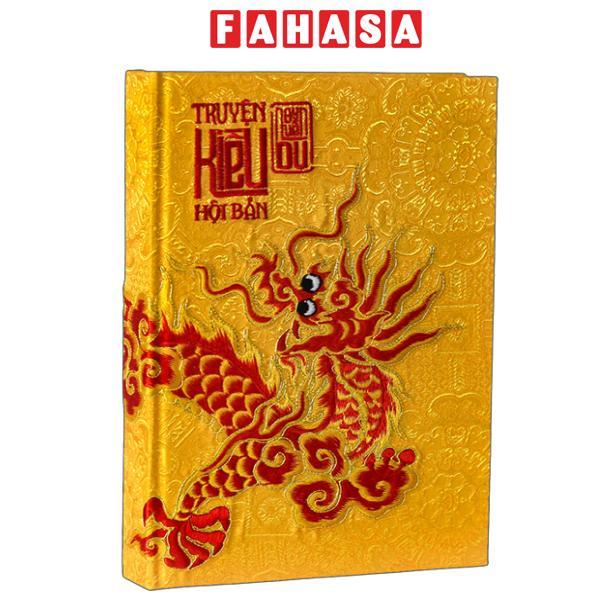 Sách - Truyện Kiều Hội Bản - Ấn Bản Họa Tiết Rồng Thêu Trên Vải Gấm