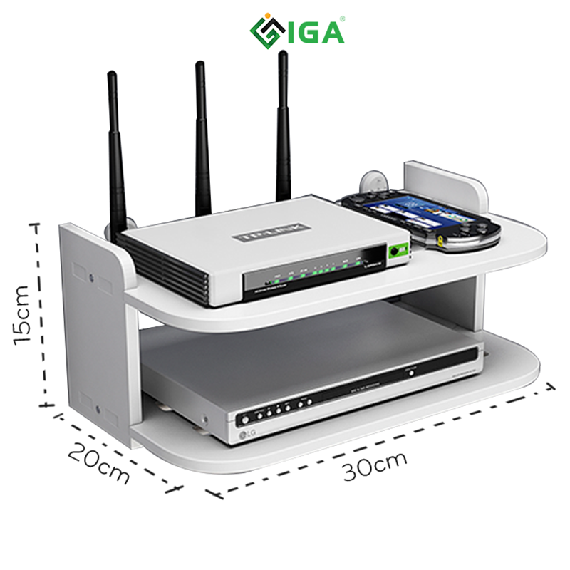 Kệ Wifi Treo Tường 2 Tầng Không Cần Khoan Để Đầu Thu Kỹ Thuật Số, Remote, Điện Thoại - IG407