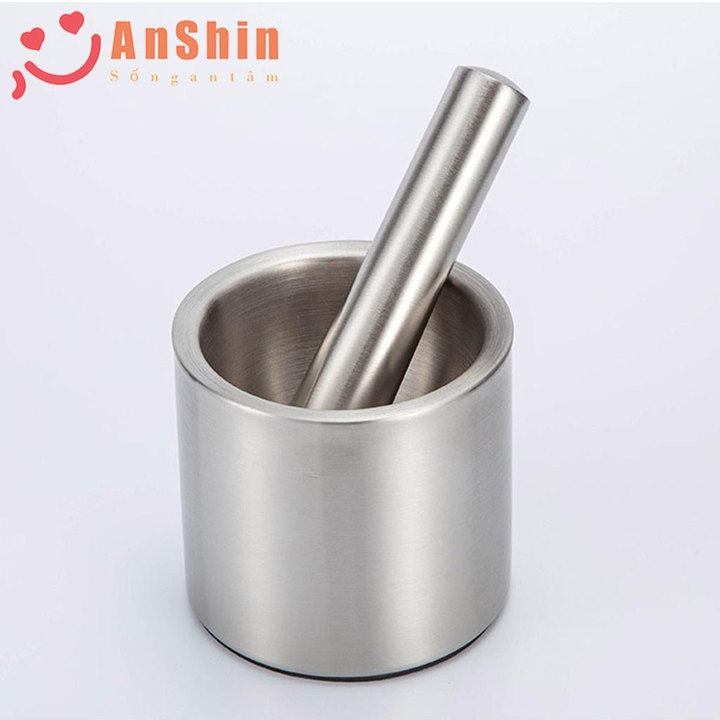 Bộ cối chày inox 304 Anshin - hàng cao cấp không vết hàn - bảo hành trọn đời không han gỉ