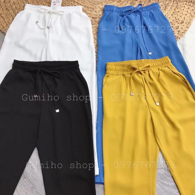 Quần baggy lụa lưng thun ko nhăn ko nhàu- hình thật shop chụp