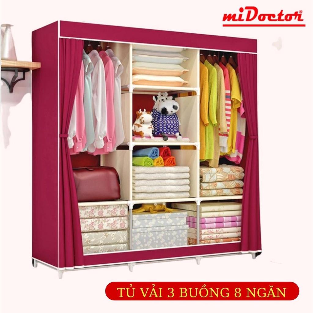 Tủ quần áo 2 buồng 6 ngăn, 3 buồng 8 ngăn tiện lợi cao 165cm hàng Việt Nam chất lượng cao chính hãng miDoctor