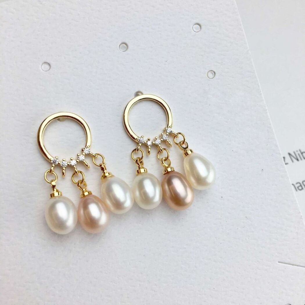 Bông Tai Ngọc Trai Nước Ngọt Thiên Nhiên Cao Cấp - Nắng Ban Mai - Trang Sức Cô Tấm - SUNLIGHT PEARL - CTJ4510