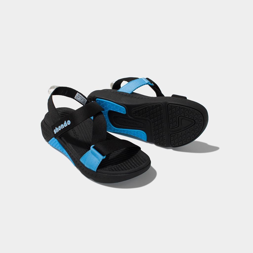 Giày Sandals Nam Nữ Shondo F7 Racing Đen Phối Xanh F7R1030