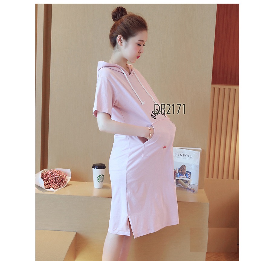 ĐẦM BẦU COTTON CÓ MŨ CÁ TÍNH DR2171