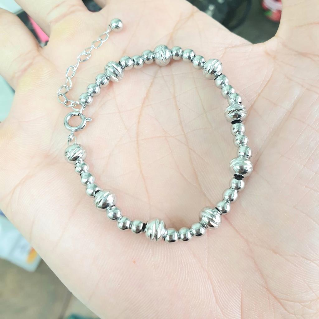 Lắc Tay Bi Titanium Dùng Vĩnh Viễn- Màu sáng đẹp như vàng trắng tắm rửa thoải mái