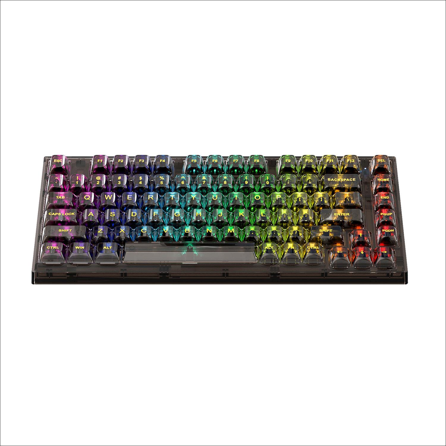 Giá đặc biệt Xinmeng X75 Bàn phím cơ không dây Bluetooth đệm trong suốt tùy chỉnh có dây RGB có thể tráo đổi nóng Kaihua sứa