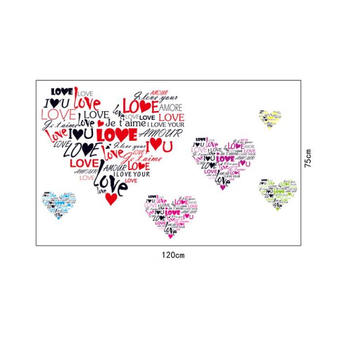 Decal trang trí tường hình Trái Tim chữ LOVE