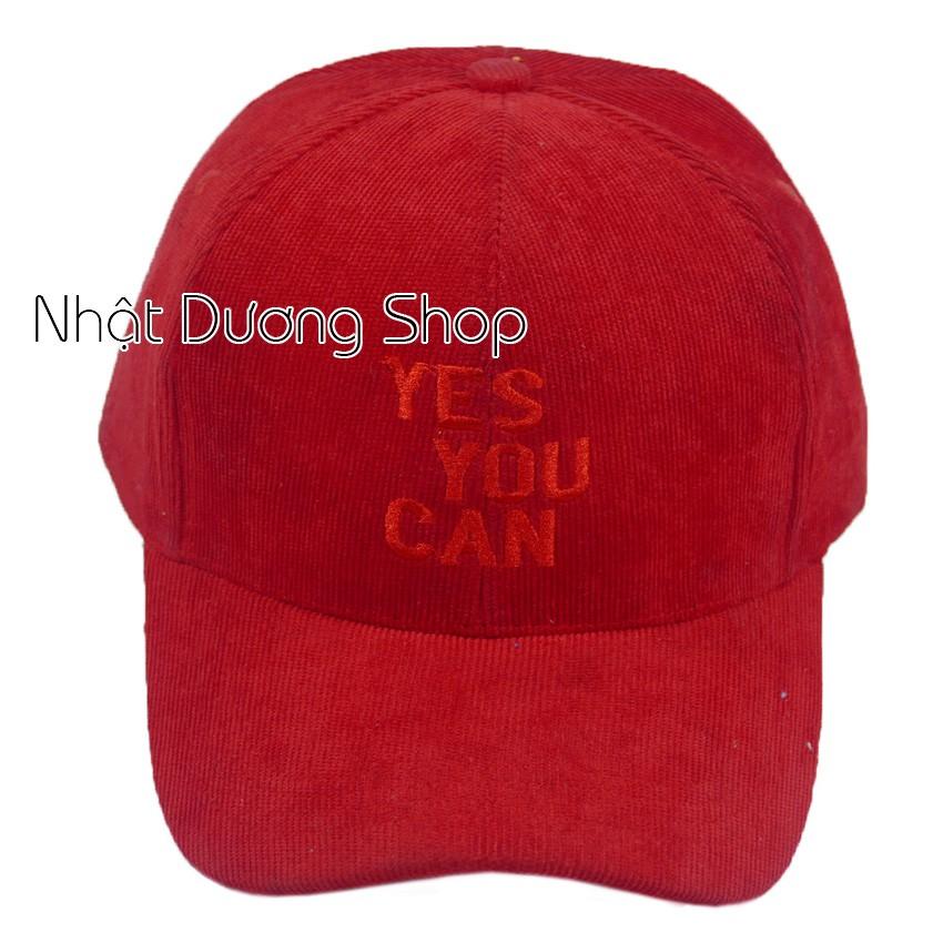 Nón kết vải nhung YES YOU CAN chất liệu vải nhung mềm mại và êm ái tạo cảm giác thoải mái cho người đội