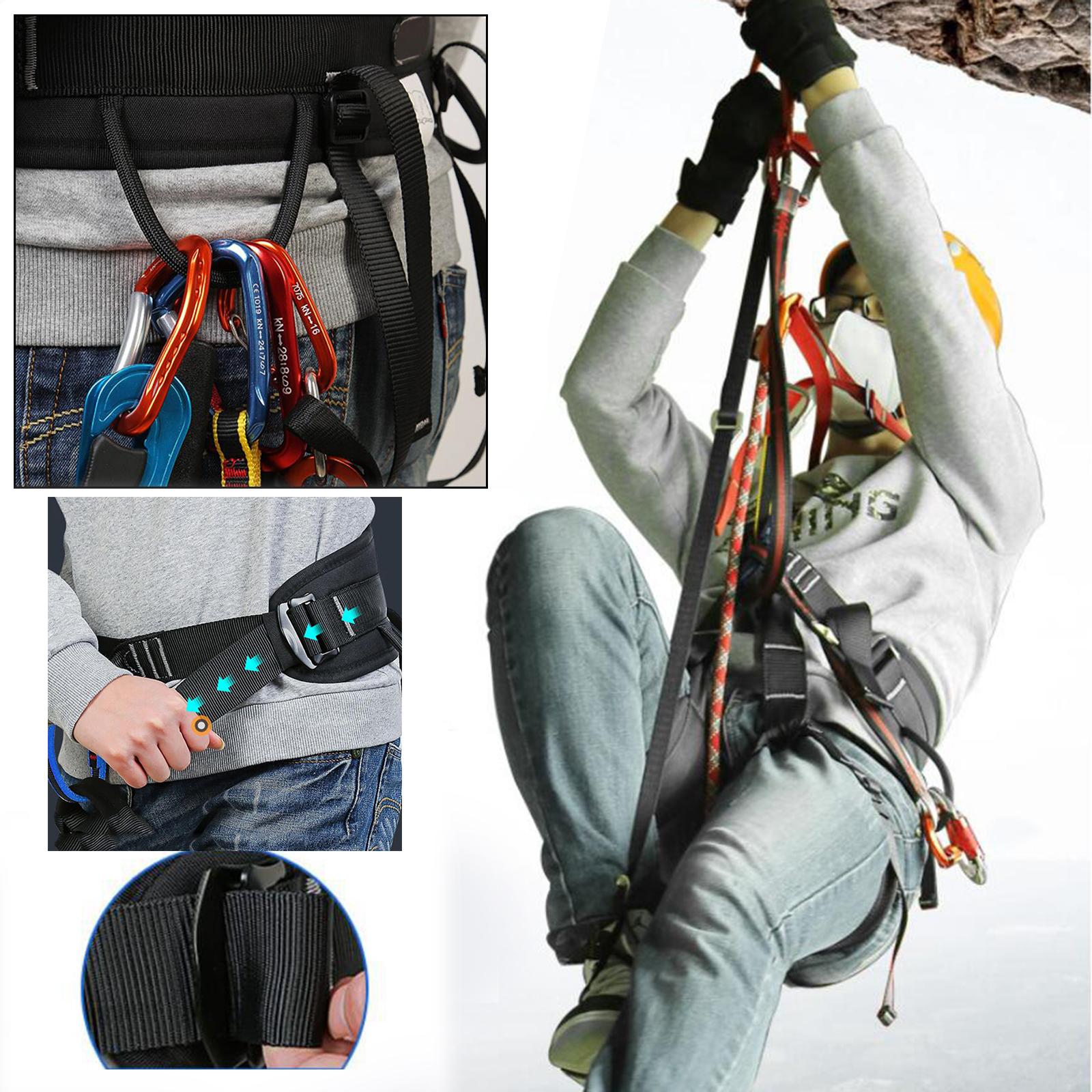 Outdoor Half Body Harness Rock Climbing Tree Rappelling Waist Belt Black L