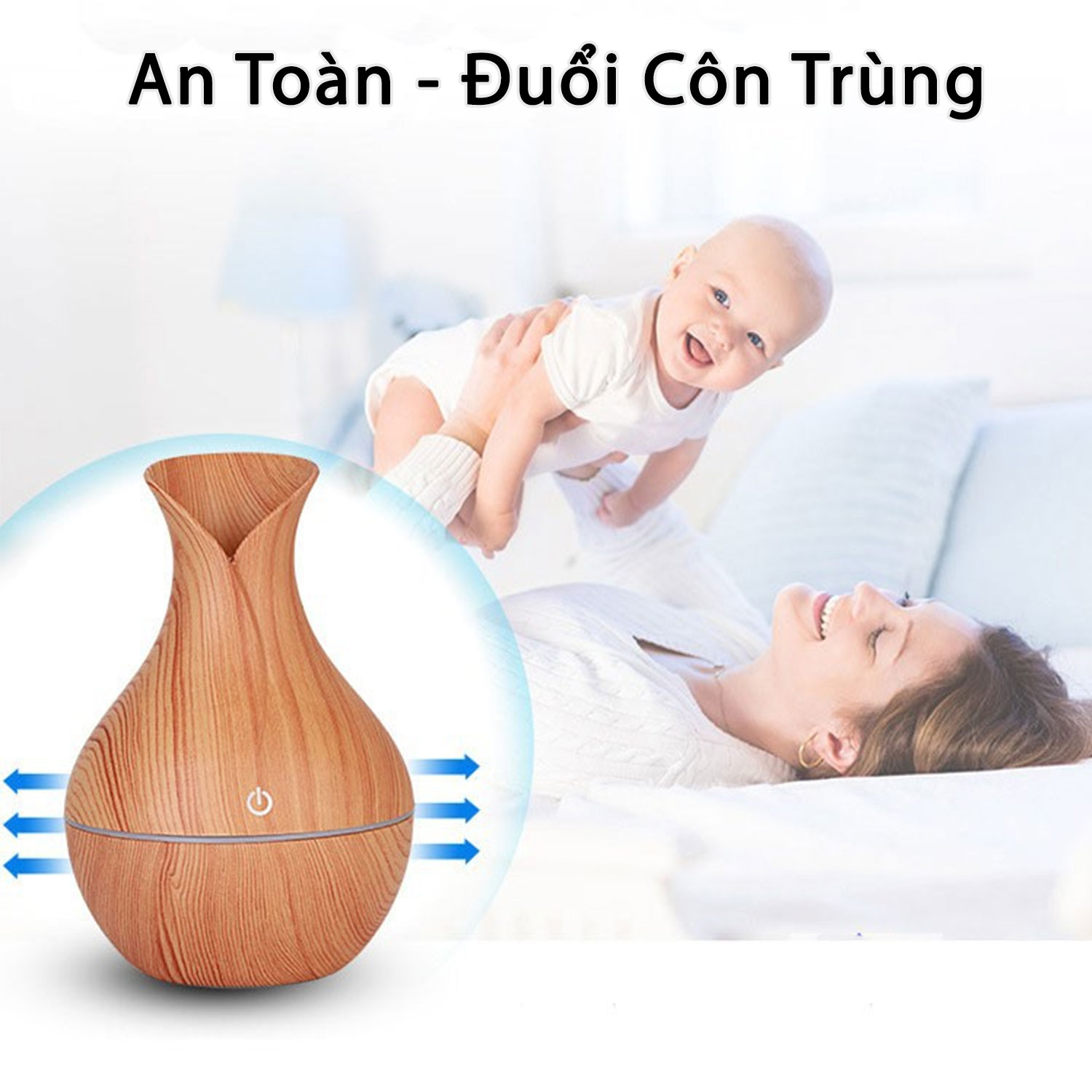 Thiết Bị Máy Xông Tinh Dầu KhoNCC Hàng Chính Hãng - Khuếch Tán Hương Thơm - Đuổi Muỗi Côn Trùng - An Toàn Cho Trẻ Nhỏ - KLVQ-3562-XTDLB (Màu Gỗ Ngẫu Nhiên)