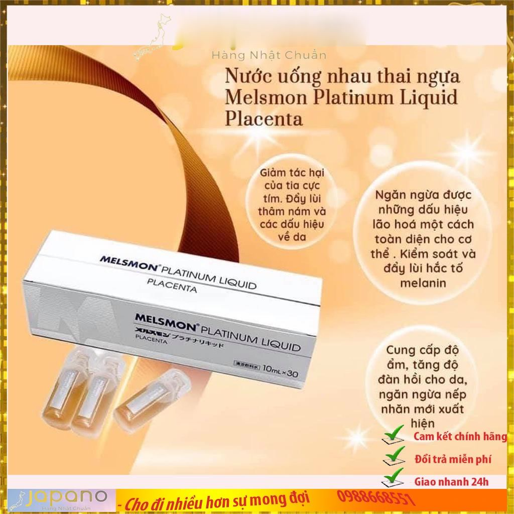 [NHẬP KHẨU ] Nước uống tế bào gốc nhau thai ngựa Melsmon Platinum Liquid Placenta Nhật Bản ( 30 ống)