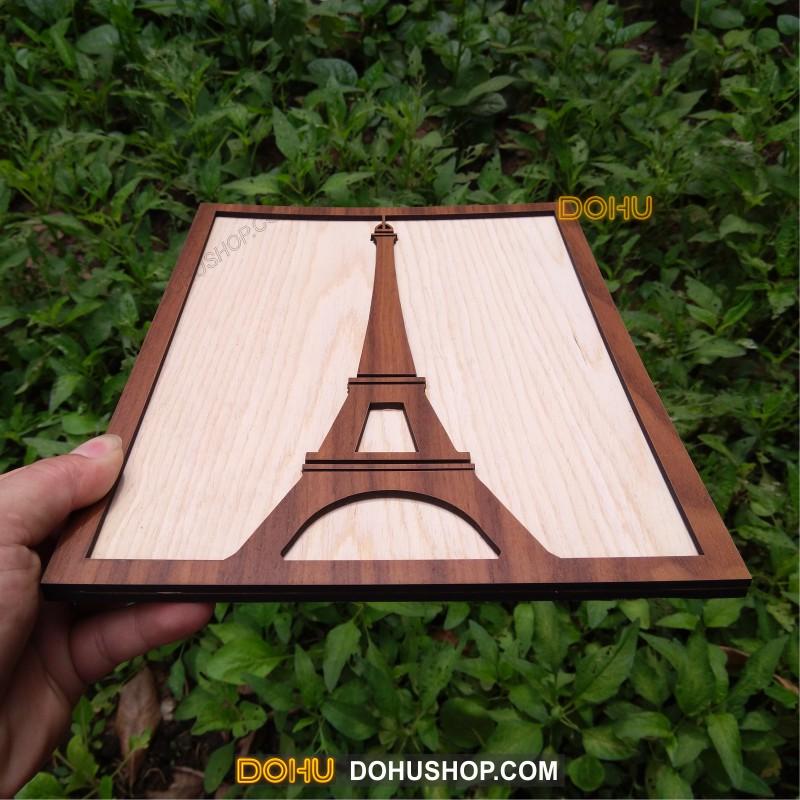 Tranh Treo Tường Bằng Gỗ Handmade DOHU018: Tháp Eiffel - Thiết Kế Đơn Giản, Độc Đáo, Sang Trọng