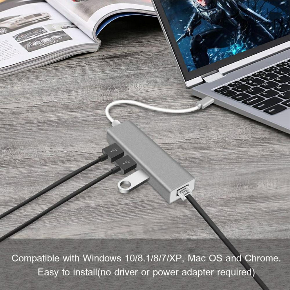 Bộ chia USB Type C sang RJ45 tốc độ cao cho Macbook Pro PC laptop