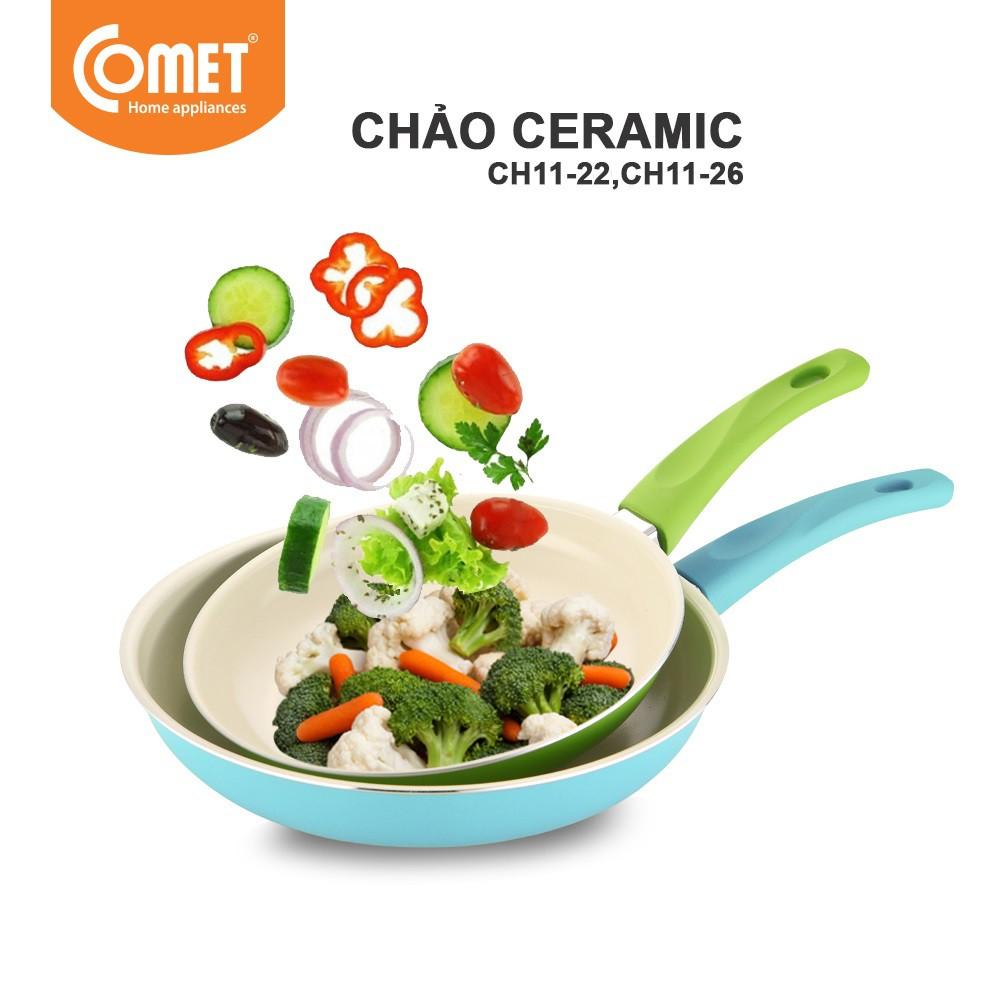 Combo 02 chảo chống dính Ceramic COMET - CH11-22&amp;26 - Màu Ngẫu Nhiên - Hàng Chính Hãng