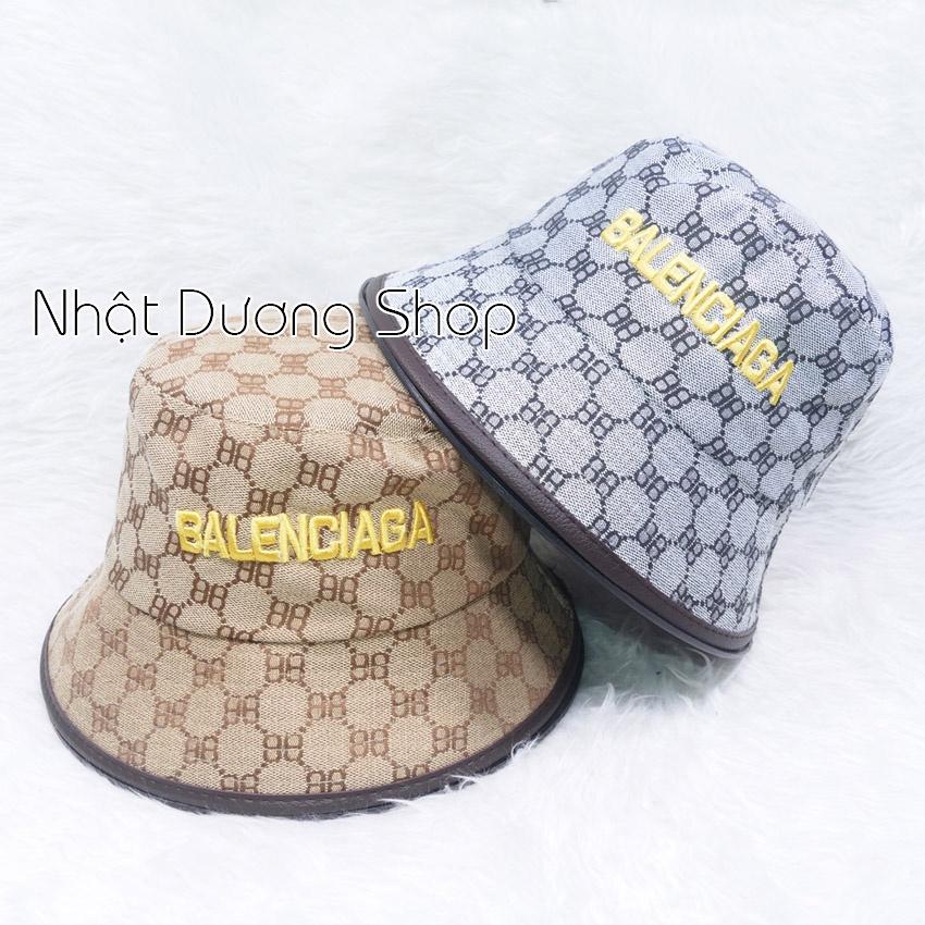 Mũ bucket vành tròn nón tai bèo cụp thêu chữ vải cotton dệt có may tem phía trong, vành nón có viên da phù hợp cho nữ.