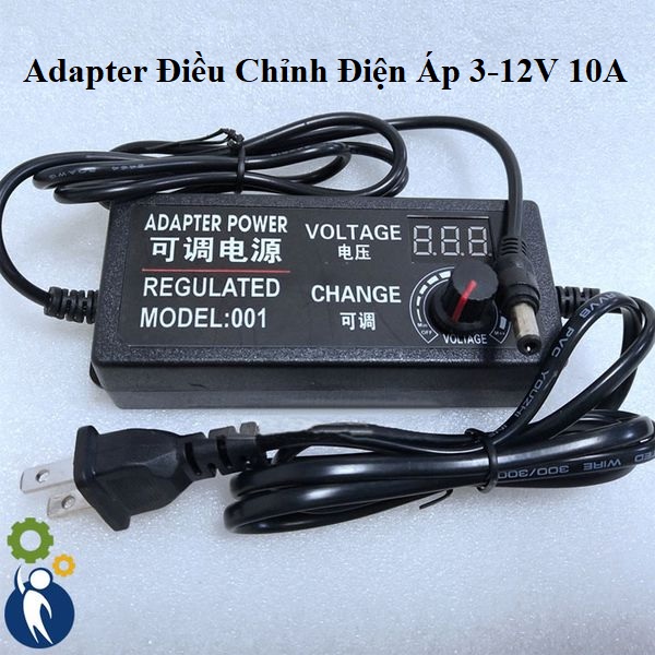 Adapter Điều Chỉnh Điện Áp 3-12VDC 10A Có Đồng Hồ Led