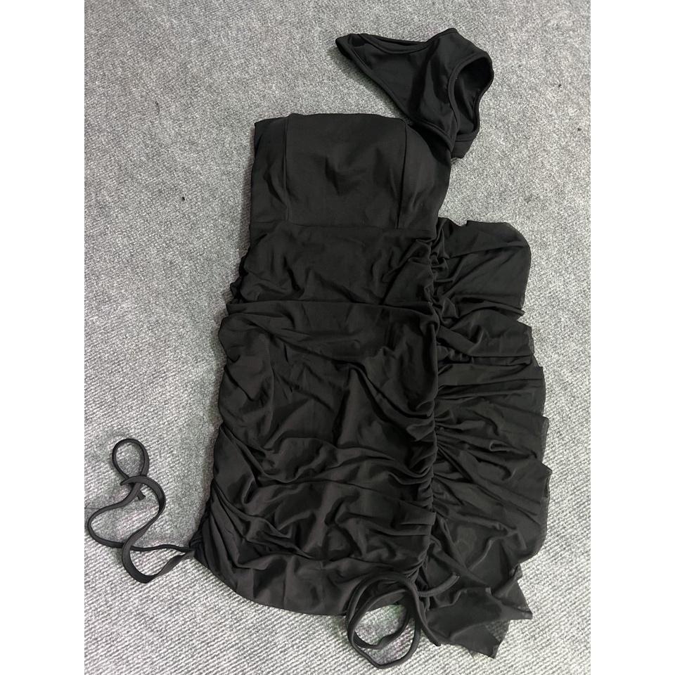 Đầm body khoét vai nữ, váy có mút thun phối lưới 2 lớp VD826