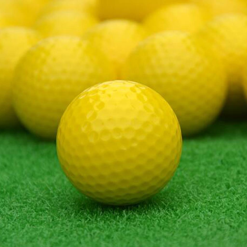 2xElastic Synthetic Rubber Golf Ball Training Practice Ball Yellow 42.6mm
