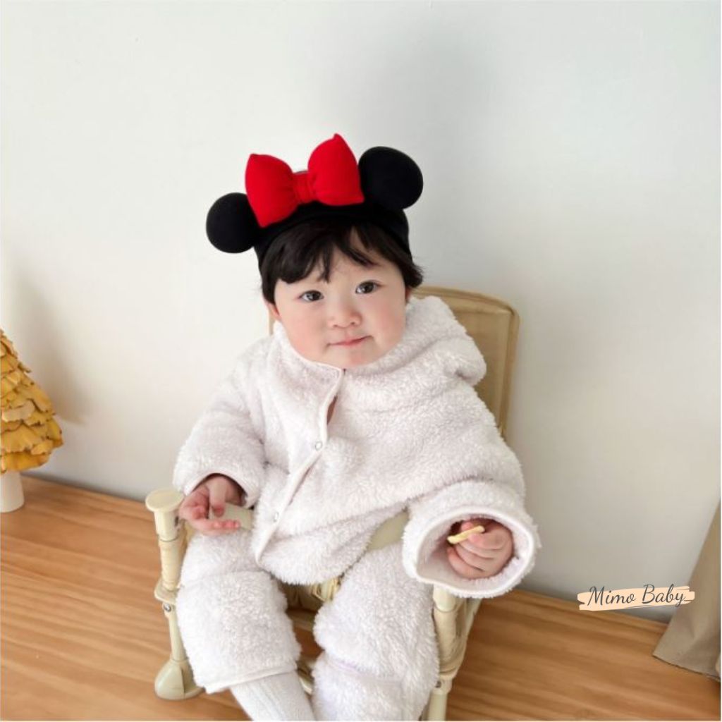 Băng đô che thóp cotton đính nơ đỏ phồng đáng yêu cho bé BD74 Mimo Baby