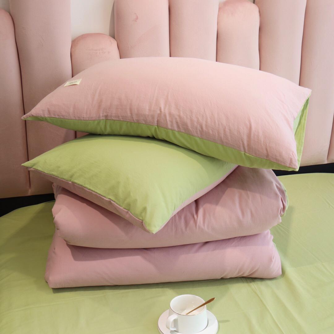 Bộ Chăn Ga Gối Cotton Tici LIDACO - Xanh Lá Ga Hồng - Tặng Vỏ Gối Ôm