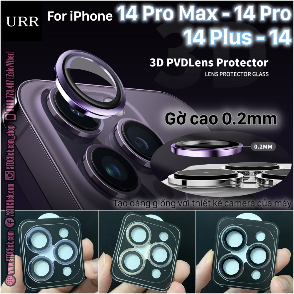 KÍNH CAMERA DÀNH CHO IPHONE 14 PRO MAX - 14 PRO - 14 PLUS - 14 MINI URR AUTOBOT 3D AR SIÊU MỎNG