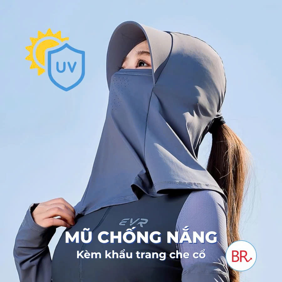 Nón khẩu trang chống nắng UPF50+ Mũ Chống Nắng Vải Dễ Thương Chất Liệu Bền Đẹp, Thời Trang MÀU ĐEN - NÓN CHỐNG NẮNG NỮ