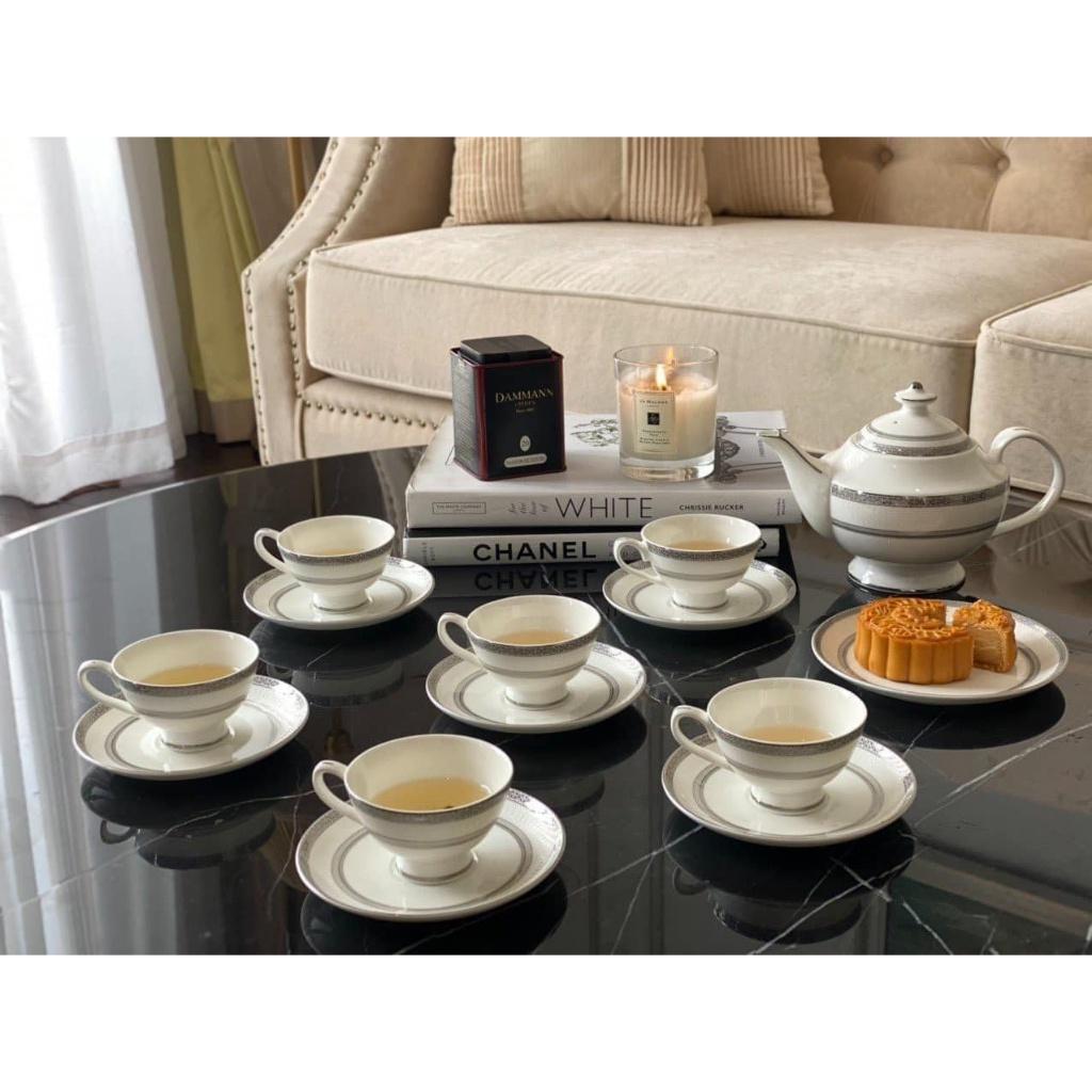 Kệ Bánh Sứ Xương Hoàng Gia Viền Bạc Imperial, Phong Cách Châu Âu, Nhập Đức