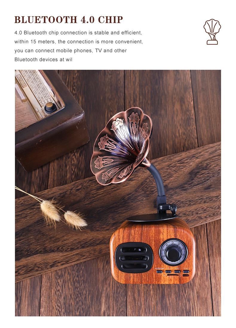 Loa Bluetooth Retro Wood Hộp di động Di động không dây loa mini ngoài trời cho hệ thống âm thanh tf fm radio music mp3 loa siêu trầm Color: Pink