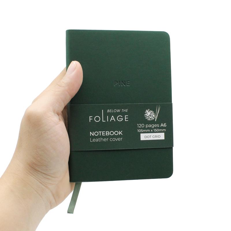 Sổ Bìa Da A6 - Không Kẻ Có Chấm - 120 Trang 100gsm - The Sun - Pine