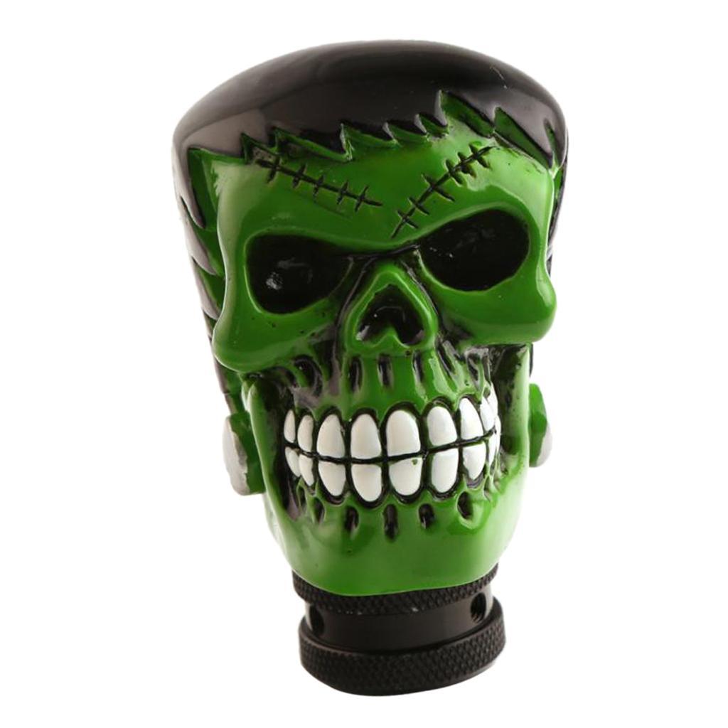 Universal Car Manual Gear Lever Head Eyebrow Skull Shifter Green