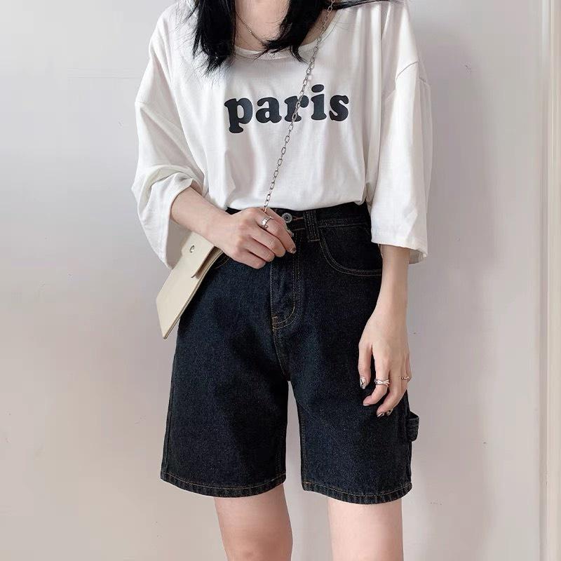 Quần short jean ống rông, quần short jean cạp cao phong cách C24