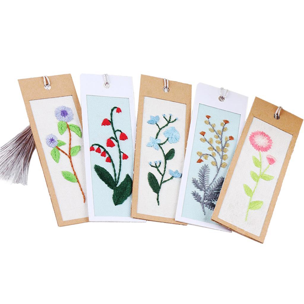 DIY Cross Stitch Needlework Embroidery Tassel Bookmark Kits Flower pattern 1