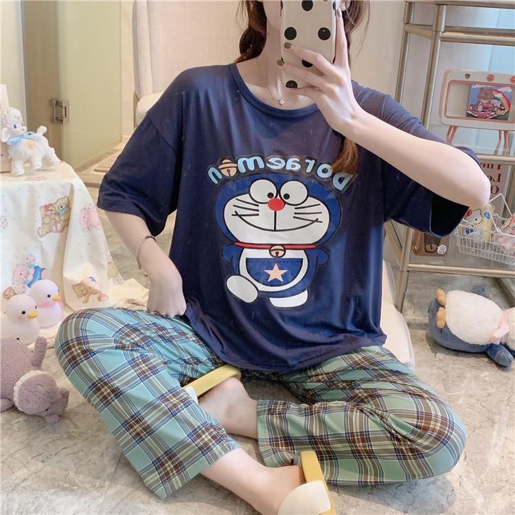 Đồ bộ nữ quần dài bigsize TOZZO chất thun cotton cute dễ thương mặc ở nhà mùa hè phong cách hàn quốc BCD01