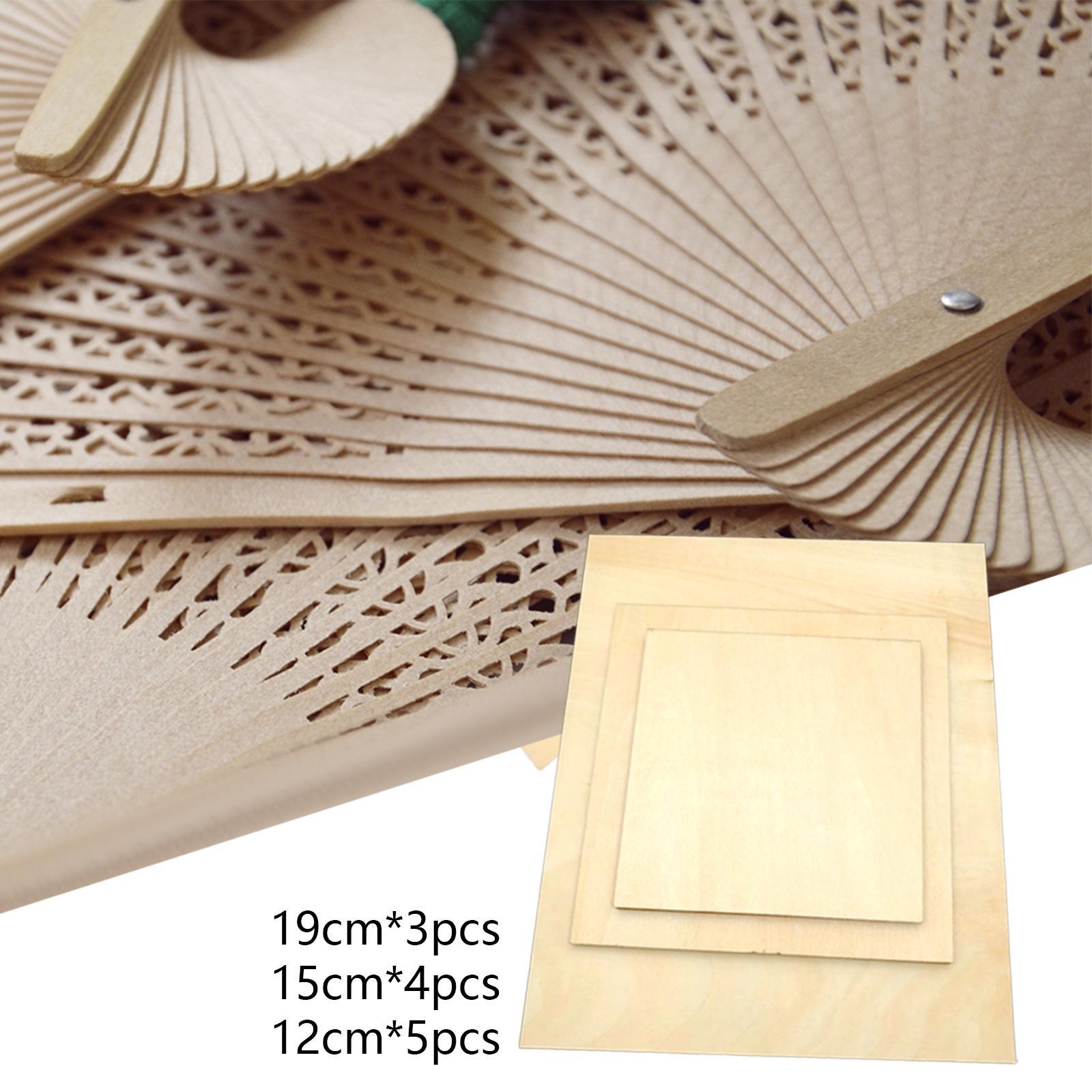12Pcs/Set Wood Board Unfinished Panel Kit 3 Sizes Gallery Wood Veneer Sheets Art Boards Painting Board for Sand Table Model Painting Drawing