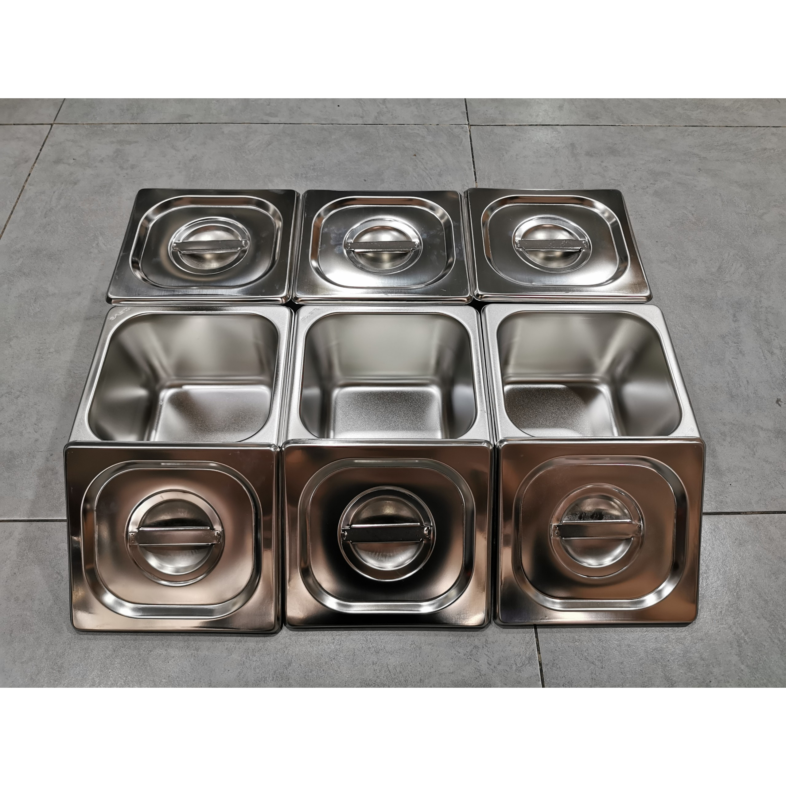 combo 6 khay inox 17 x 18 x 10 cao