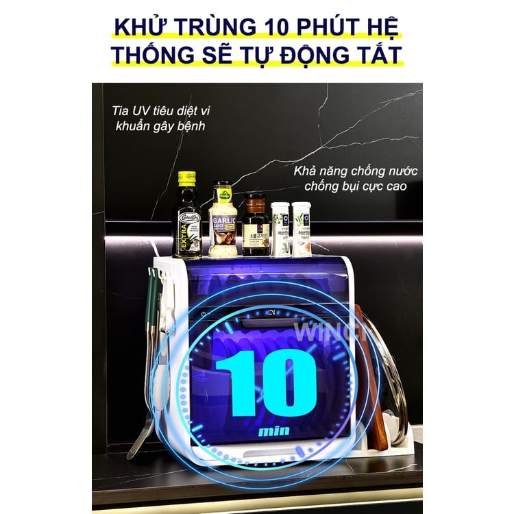 Máy Sấy Chén, Khử Trùng bát đĩa, lọ Gia Vị và Các đồ dùng, bằng tia UV Chính hãng K8, Bảo vệ sức khỏe gia đình