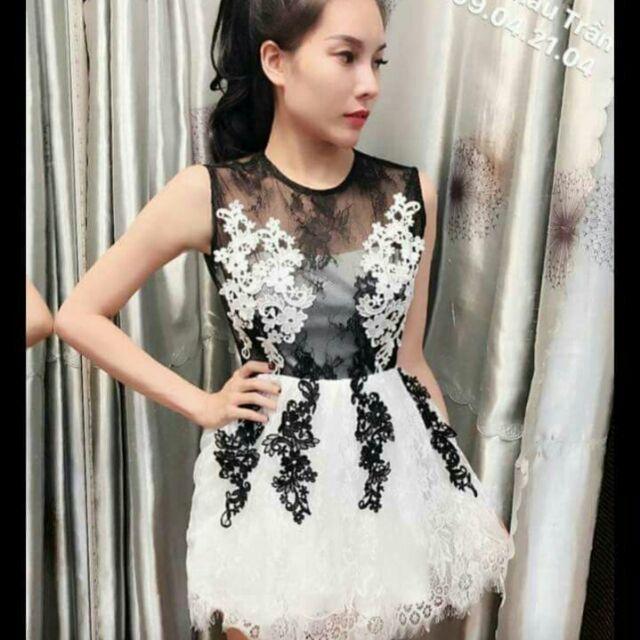 Đầm ren phối màu kết ren