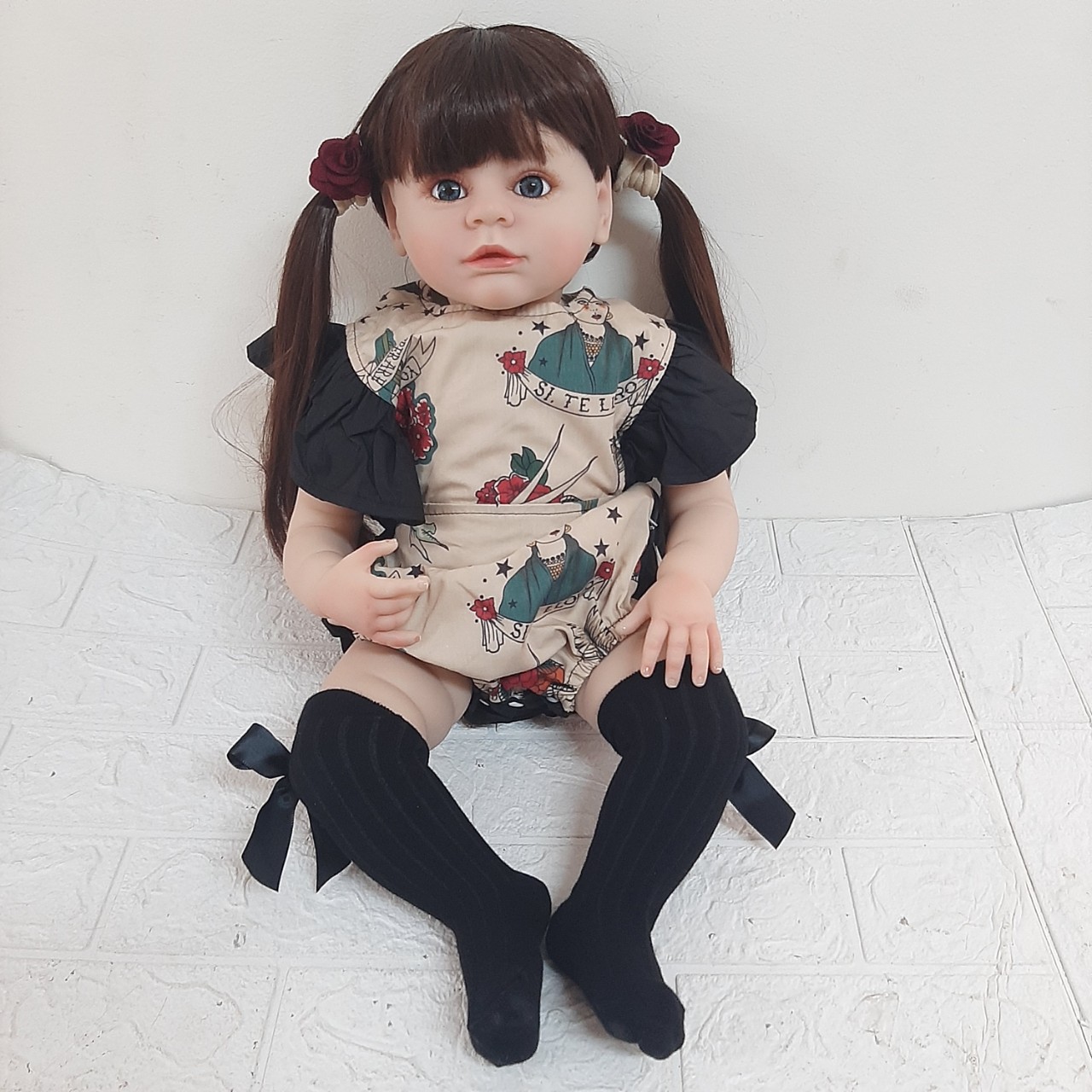 Búp Bê Bé Gái Tái Sinh Thân Gòn 60cm -Silicon Reborn Vinyl Doll 24 inch