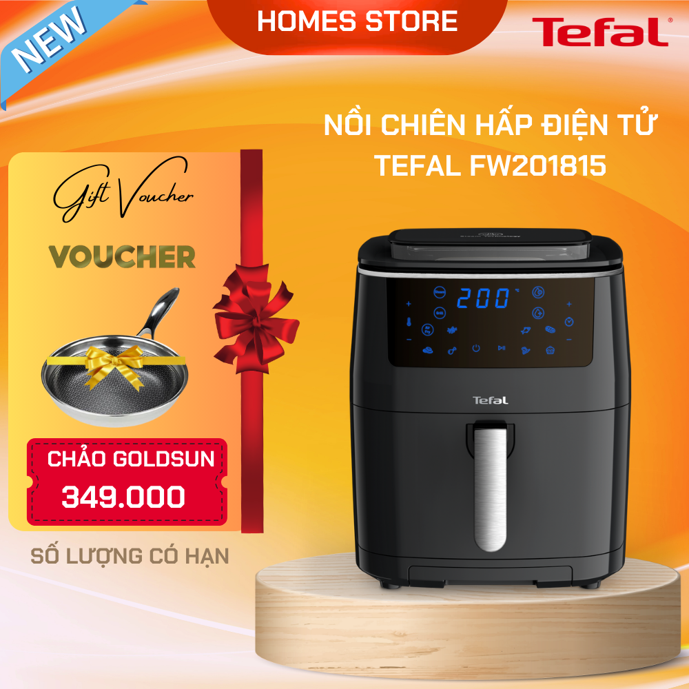 Nồi Chiên Không Dầu Nướng Hấp TEFAL FW201815 Gồm 8 Chức Năng Nấu Dung Tích 6.5 Lít Công Suất 1900 W - Hàng Chính Hãng