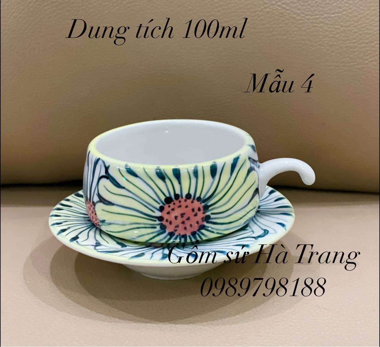 Bộ tách cafe nóng gốm sứ Bát Tràng cao cấp dung tích 100ml