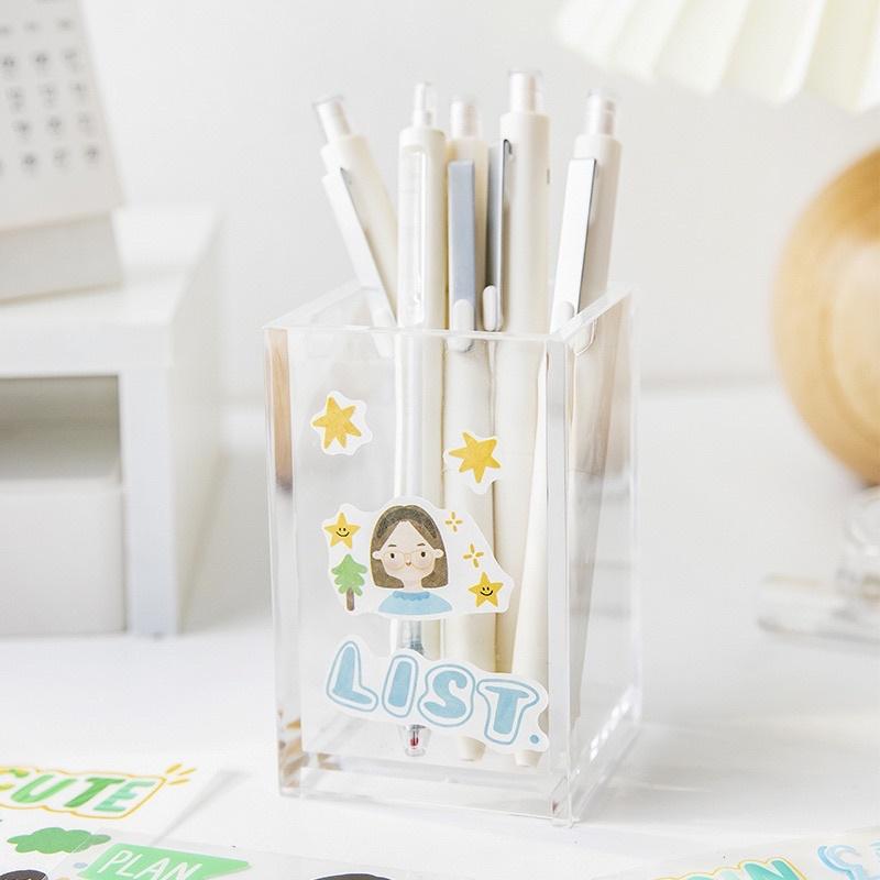 Hộp 100 (50 tờ washi stickersx50 tờ sticker PET chống nước) cắt sẵn không trùng mẫu chủ đề cô gái đáng yêu