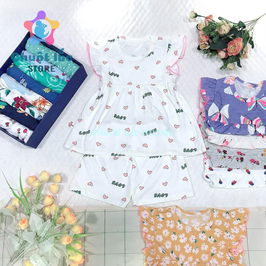 Combo 2 bộ quần áo bé gái cotton xuất dư kiểu babydoll cho bé từ 8kg đến 18kg