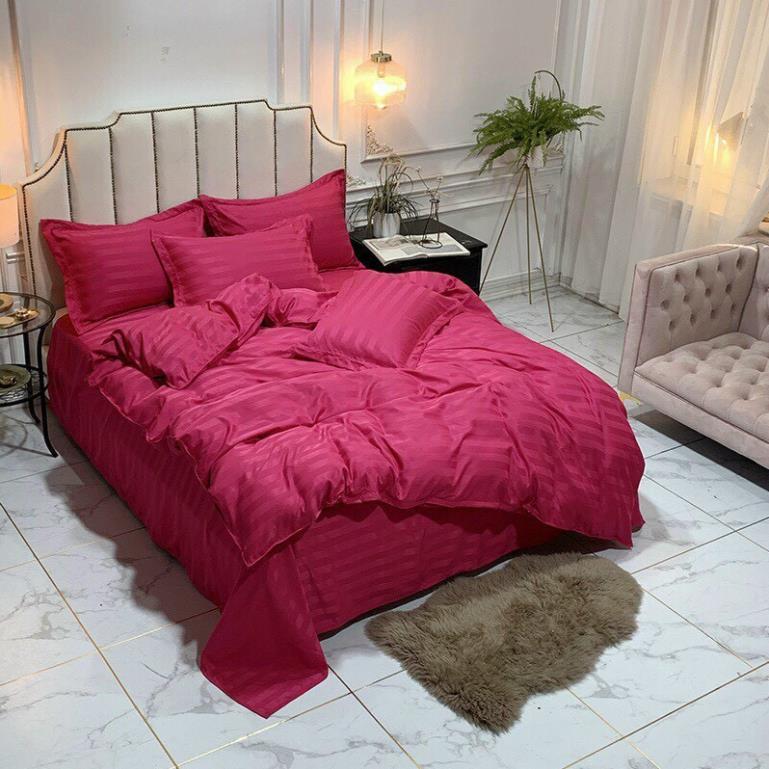 Bộ chăn ga gối Cotton 3F kẻ sọc khách sạn đủ kích thước 1m2 đến 2m*2m2