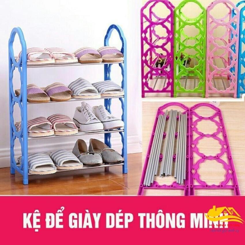 Kệ giày 4 tầng kệ để giày dép lắp ghép thông minh bằng nhựa kệ giầy nhựa 4 tầng hà minh store