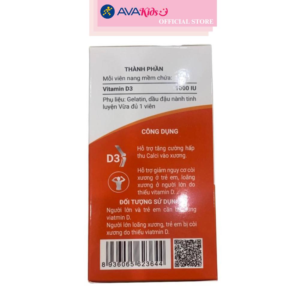 Viên uống Herbland Healthza Vitamin D3 1000IU hỗ trợ hấp thu canxi 60 viên (từ 6 tuổi)