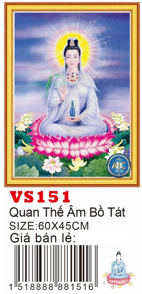 Tranh đính đá quán thế âm bồ tát VS151 - 60 x 45 cm - chưa đính