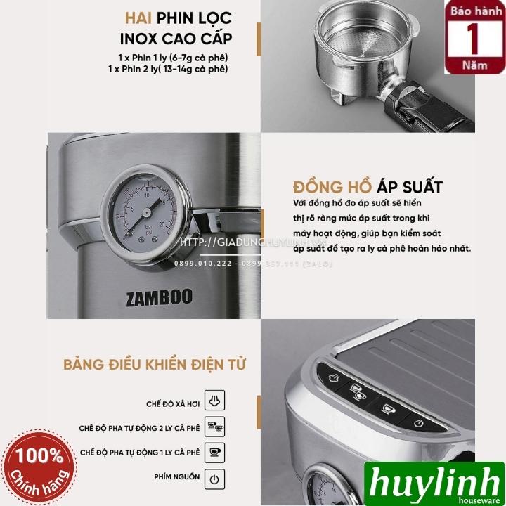 Máy pha cà phê Espresso Zamboo ZB-95AT + Tặng Máy Xay ZB-100GR - Hàng chính hãng