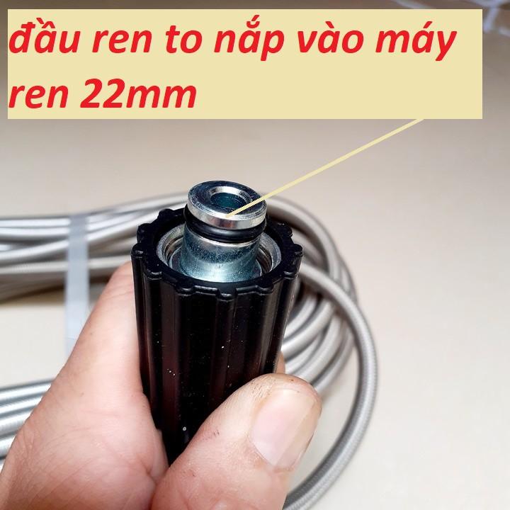 Dây rửa xe 10M - 15m - 20m áp lực cao dùng cho máy rửa xe mini gia đình đầu ren 22 và đầu ren trong 14mm lõm