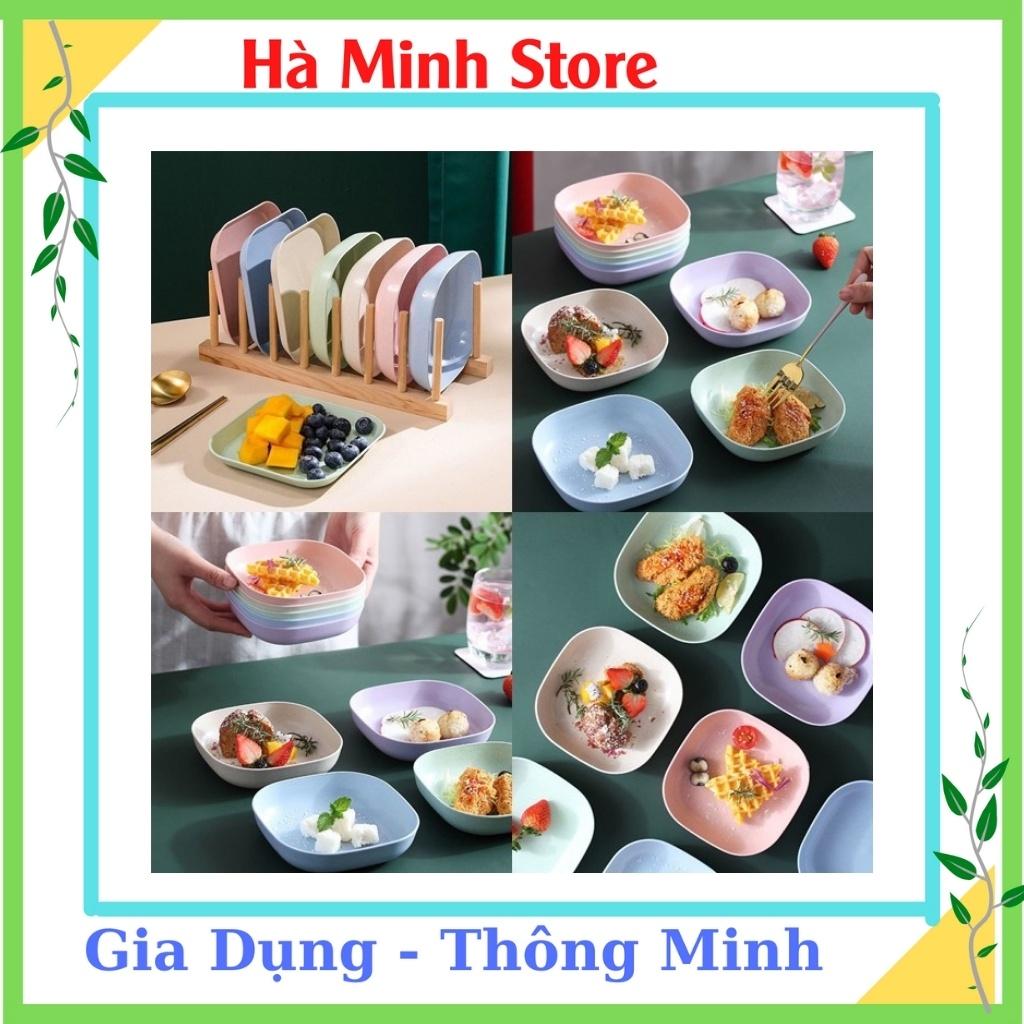 Sét 8 Đĩa Lúa Mạch Chữ Nhật, Màu Pastal, Siêu Xinh Siêu Siêu Ưu Đãi Đĩa Lúa Mạch Cao Cấp - Gia Dụng Hà Minh