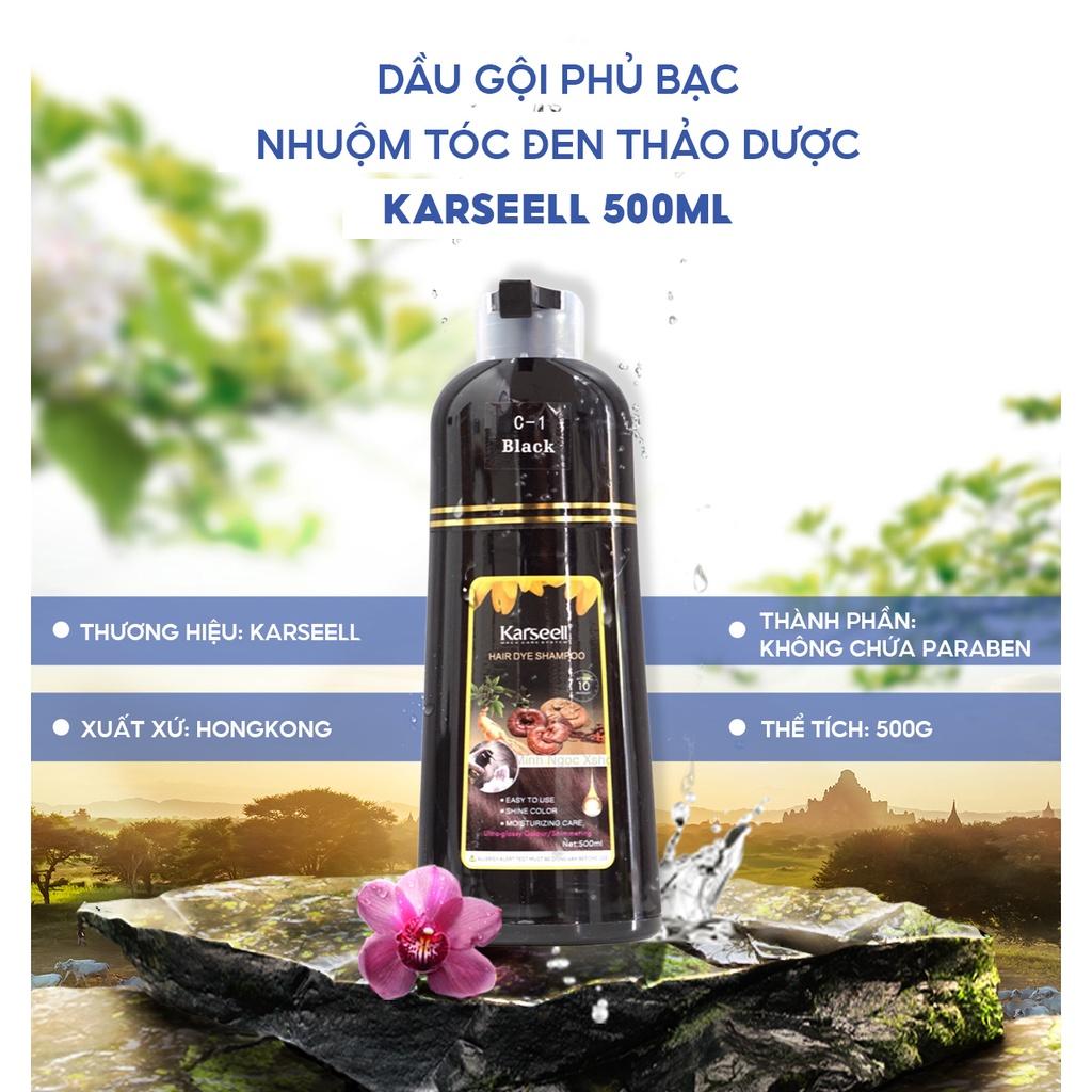 Dầu gội phủ bạc nhuộm tóc đen, nâu thảo dược KARSEELL Hair Dye Shampoo 500ml